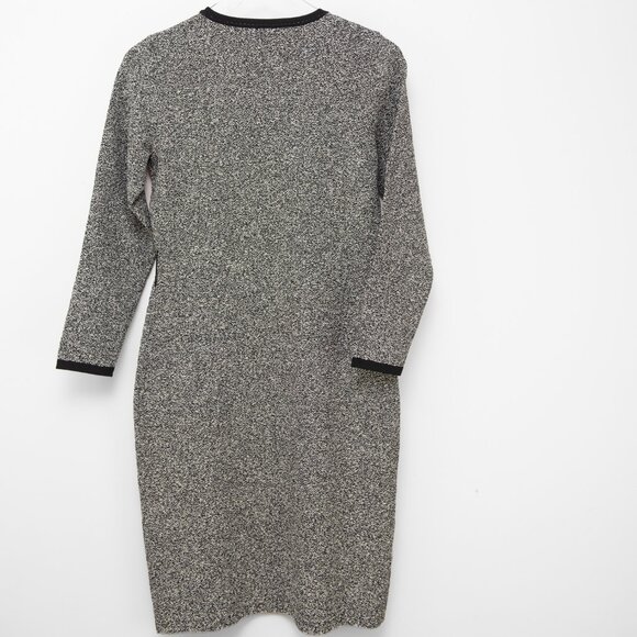 CH Carolina Herrera Dress Jacquard Knit Midi Long Sleeve Black White Size Small - Picture 2 of 6
